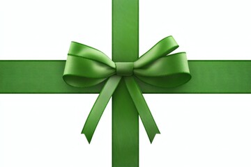 Emerald Green Ribbon Bow, Gift Wrapping, White Background, Festive Decoration