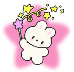 별 지팡이를 든 토끼 캐릭터 일러스트 스티커