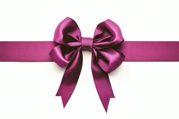 Elegant purple ribbon bow, gift wrap accessory, celebration, isolated on white background