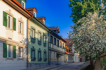 Picturesque street Zheleznodorozhny Village, Gerduen, Kaliningrad region, Russia