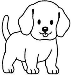 강아지 라인 드로잉 일러스트 스티커
