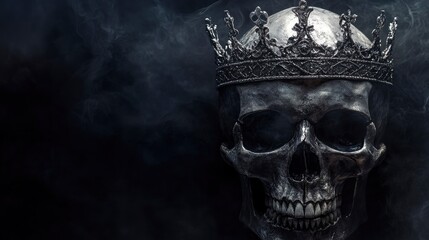 Dark Skull Wearing Crown in Moody Lighting for Fantasy Concept
