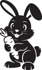 Unique black rabbit with carrot icon 