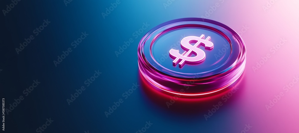 Poster dollar coin wealth. digital currency payment transaction. generative ai technology.