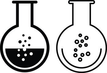 Test tube icon set. chemistry, laboratory and medical design element vector collection isolated on transparent background. Concept science, pharmacy, beaker, medical glass, vial for app and website.