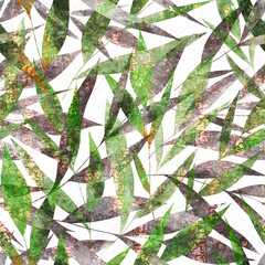 Abstract leaves bamboo tropical seamless pattern with green color vintage banana leaves, palm