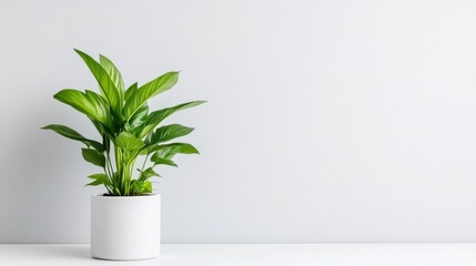 Elegant, minimalist plant in a white pot against a light background