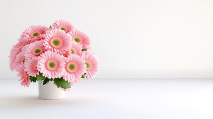 Fototapeta premium Delicate Pink Gerbera Bouquet in a White Vase