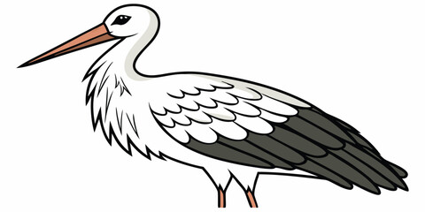 Stylized White Stork Vector Illustration for Nature and Wildlife Enthusiasts