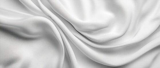 Fototapeta premium Smooth white satin fabric draped elegantly, soft texture visible