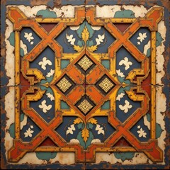 Vintage decorative tile with intricate patterns.
