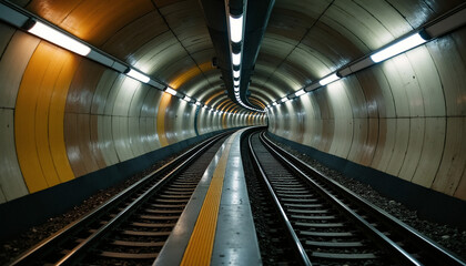 Fototapeta premium Urban Railway Journey Through a Tunnel