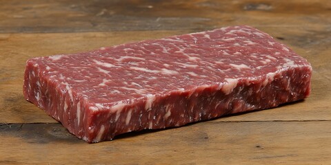 Raw Steak on Wooden Board