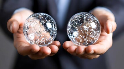 Balancing the future technology and innovation business meeting office environment close-up perspective