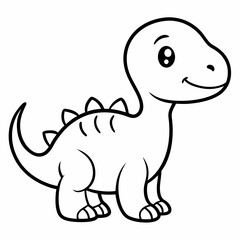 baby dinosaur line art on white background