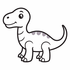 baby dinosaur line art on white background