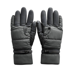 Sleek Touchscreen Compatible Winter Gloves in Matte Grey Isolated on Transparent Background