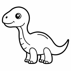 baby dinosaur line art on white background