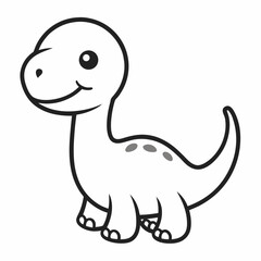 baby dinosaur line art on white background