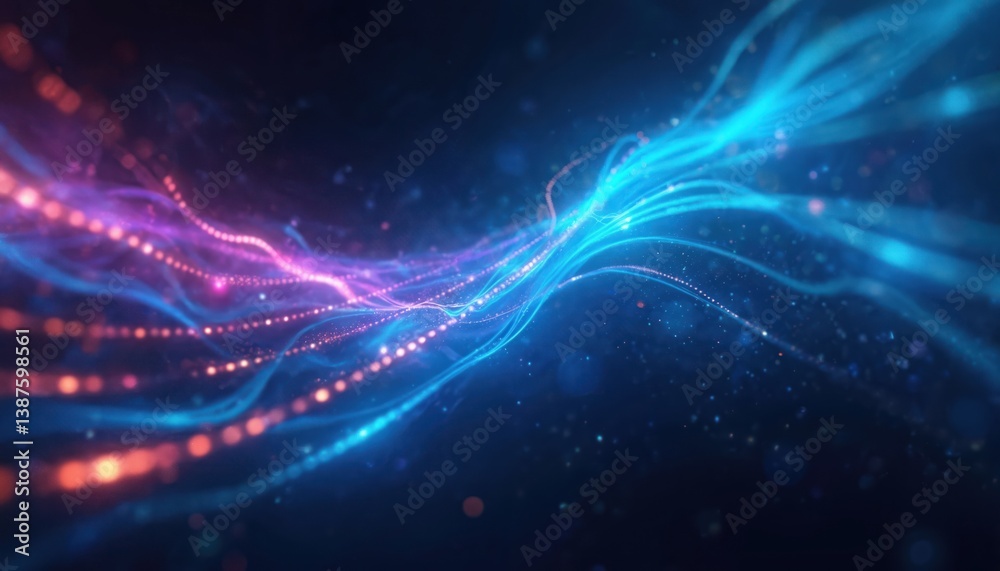 Poster bright, dynamic abstract background with blurred colored stripes of light against dark space. futuri