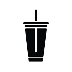 Black Silhouette of a Disposable Drink Cup with Straw – Fast Food Beverage Illustration