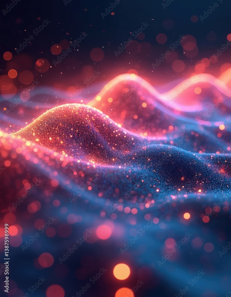 Fototapete abstract illustration of light data wave conveying explosive growth digital communication channels. 
