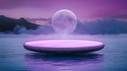 A 3D-rendered floating holographic flyer promoting an exclusive product launch