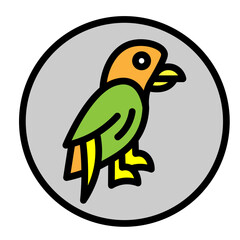 Parrot on a Perch Vector Filled Icon Design