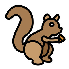 Squirrel with Nut Vector Filled Icon Design