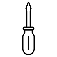 Illustration showing a black screwdriver icon on a white background