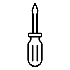 Illustration showing a black screwdriver icon on a white background