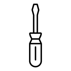 Illustration showing a black screwdriver icon on a white background