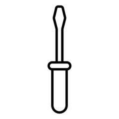 Illustration showing a black screwdriver icon on a white background
