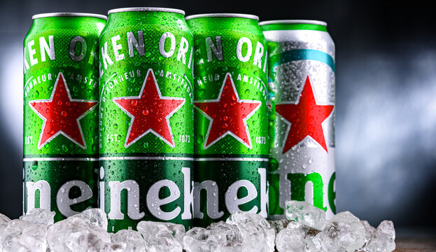 Cans of Heineken beer
