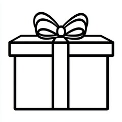 Gift Box Line Art Simple Present Concept, Black and White Illustration, Graphic Gift, Present