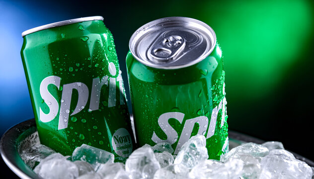 Cans of Sprite, a soft drink distributed by The Coca Cola Comp.