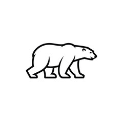 Polar Bear Outline Vector Illustration - Minimalist Black and White Animal Design