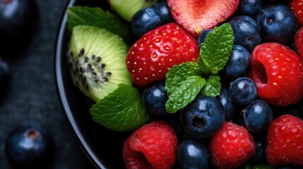 Obraz premium Colorful fruit salad in a bowl