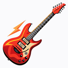 Obraz premium guitar, electric, music, instrument, isolated, rock, string, musical, bass, white, sound, black, red, jazz, band, vector, play, musician, wood, object, equipment, strings, metal, blues, concert