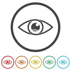 Obraz premium Eye sea logo. Set icons in color circle buttons