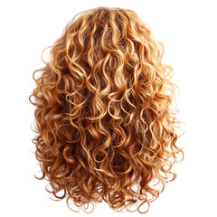 A Voluminous Curly Hairstyle with Sun Kissed Blonde Isolated on Transparent Background