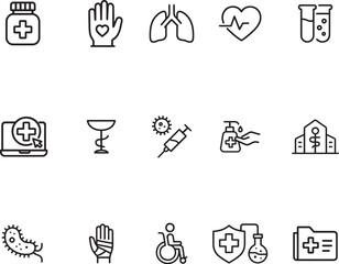 set of icons for healthcare and hospital