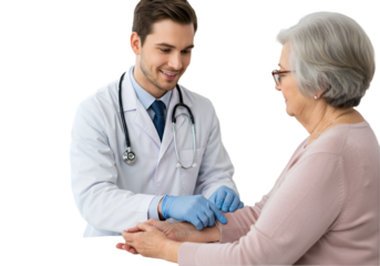 A doctor examining a male old patient