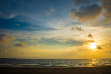 Seascape, sky and sunset for a day of rest or holiday.
