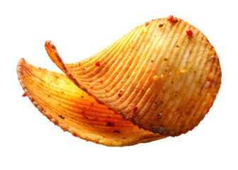 spicy flying potato chip clipart image on transparent background