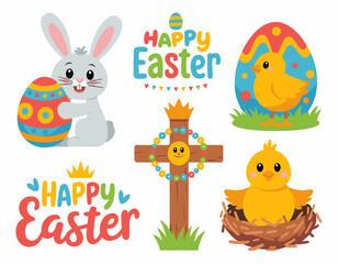 Easter poster, Easter banner, banner, Easter clipart, happy Easter, Easter 2025, 2025, Easter celebration, easter sublimation, easter card, easter, bunny, rabbit, egg, card, spring, cartoon, holiday, 