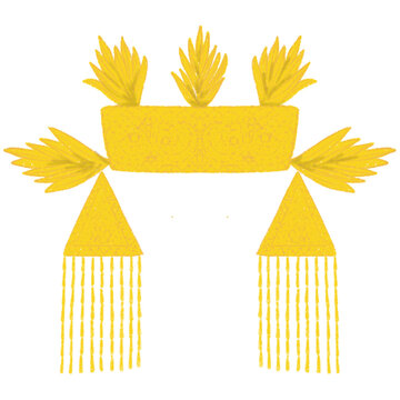 digital pencil doodle traditional minangkabau headpiece headwear sunting bungo pudiang png