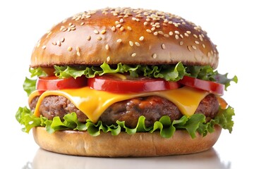 A Photorealistic Image of a Gourmet Burger with Fresh Ingredients

