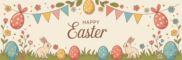Easter poster, Easter banner, banner, Easter clipart, happy Easter, Easter 2025, 2025, Easter celebration, easter sublimation, easter card, easter, bunny, rabbit, egg, card, spring, cartoon, holiday, 
