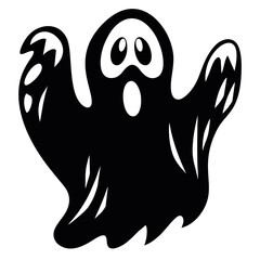 black and white svg vector, Halloween ghost icon
